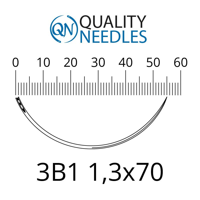 Голки хірургічні ріжучі, 3/8, пружинне вушко, розмір 1,3х70 мм, 10 шт.